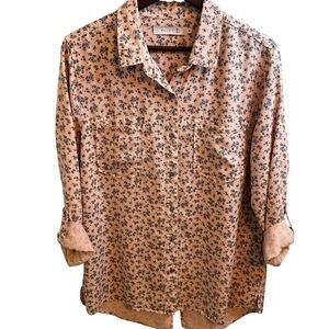 Billy T Pink Calico Print Western Style Button Down Shirt with Classic Collar